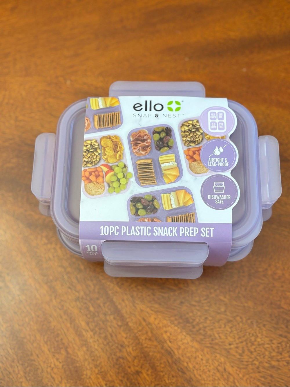 ello Snap & Nest 10pc Plastic Snack Prep Set - Blue & Lavender - Picture 5 of 6